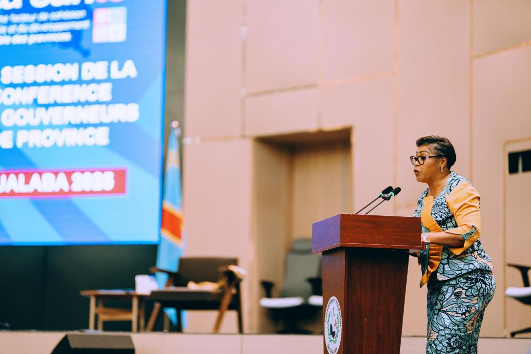 La Première Ministre Judith Suminwa prononce son mot en marge de la Conférence des gouverneurs
