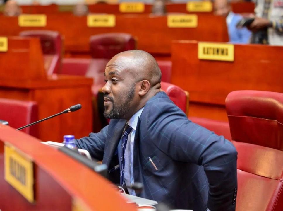 Le sénateur Papy Labila pendant son intervention dans une plénière au sénat
