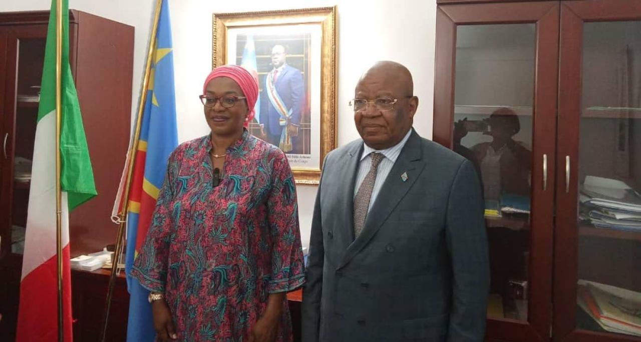 La ministre de la culture Yolande Elebe et l'ambassadeur de la RDC en Italie Émile Tsinga Ahuka