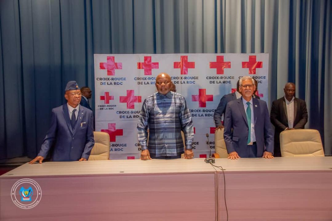 Le président de l'Assemblée nationale Vital Kamerhe et la délégation de la Croix-Rouge internationale en RDC, mercredi 26 juin 2025