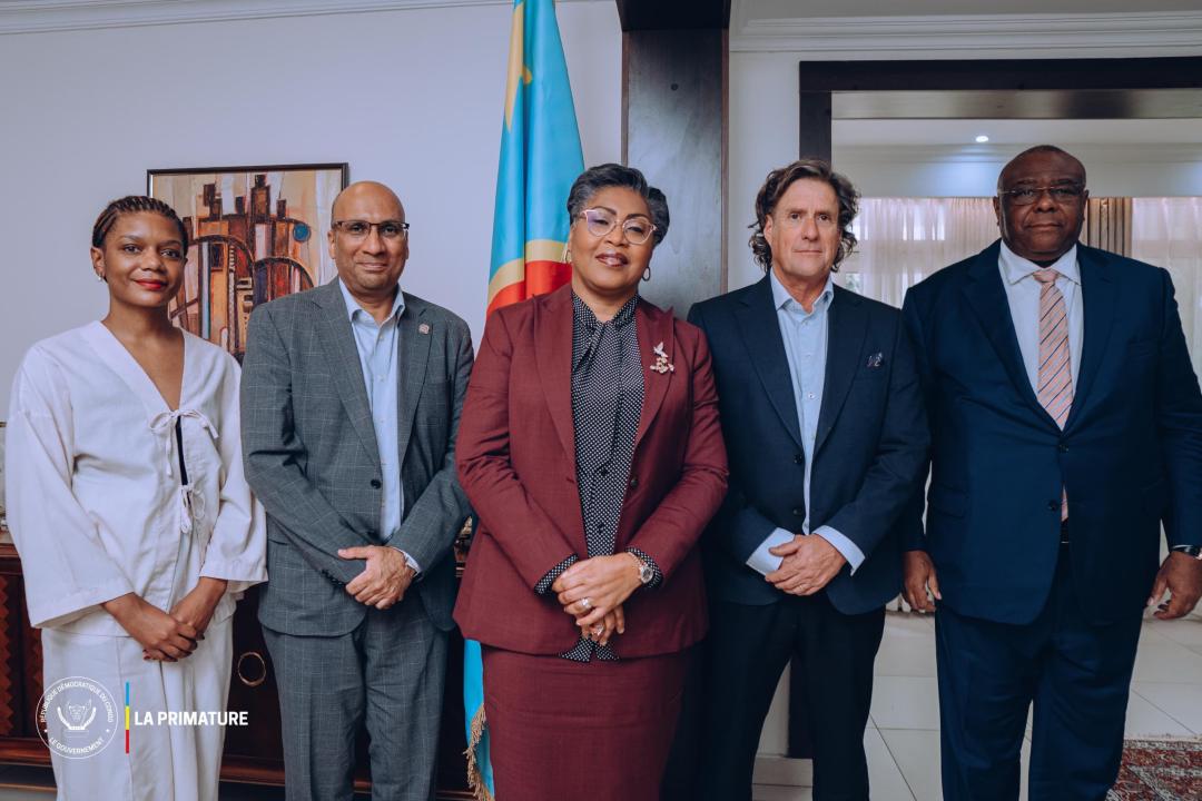 Jean-Pierre Bemba, et une délégation de la firme INFRAROSE, reçus par la Première Ministre Judith Suminwa, pour faire le point sur l’avancement du projet du nouvel aéroport international de N’djili