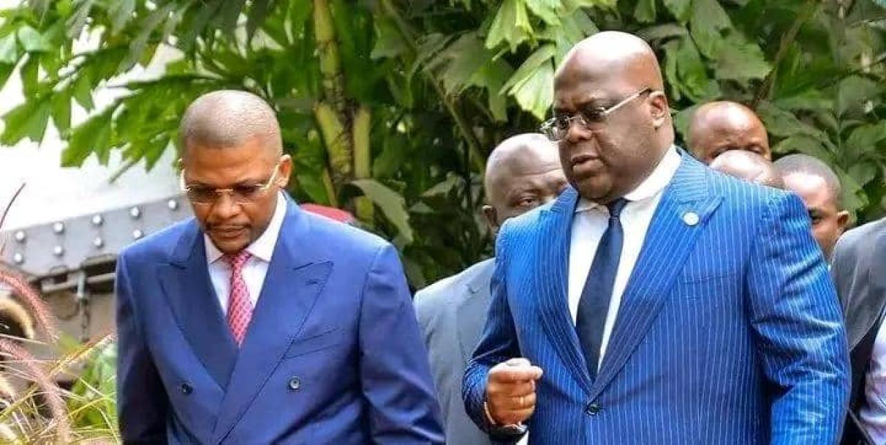 Le ministre Didier Budimbu en charge des Sport et le Président de la République Félix Tshisekedi [photo d’illustration]