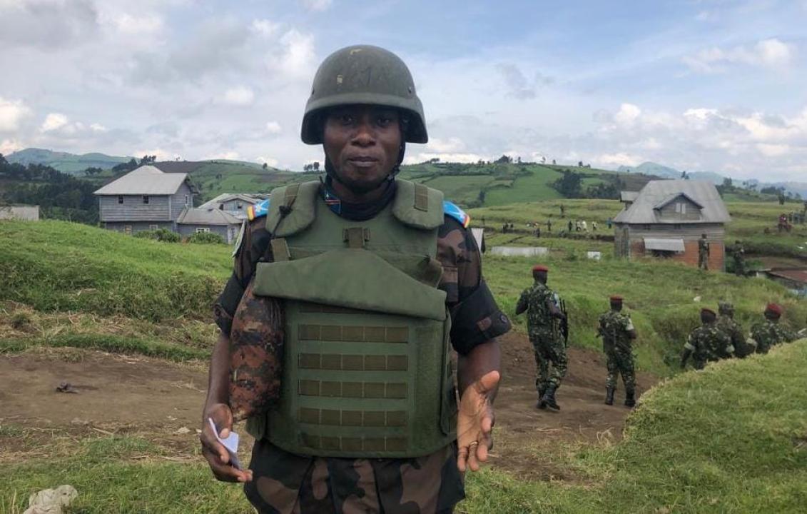 Sous-lieutenant Reagan Mbuyi Kalonji, porte-parole du Secteur Opérationnel Sokola 2 Sud Sud-Kivu