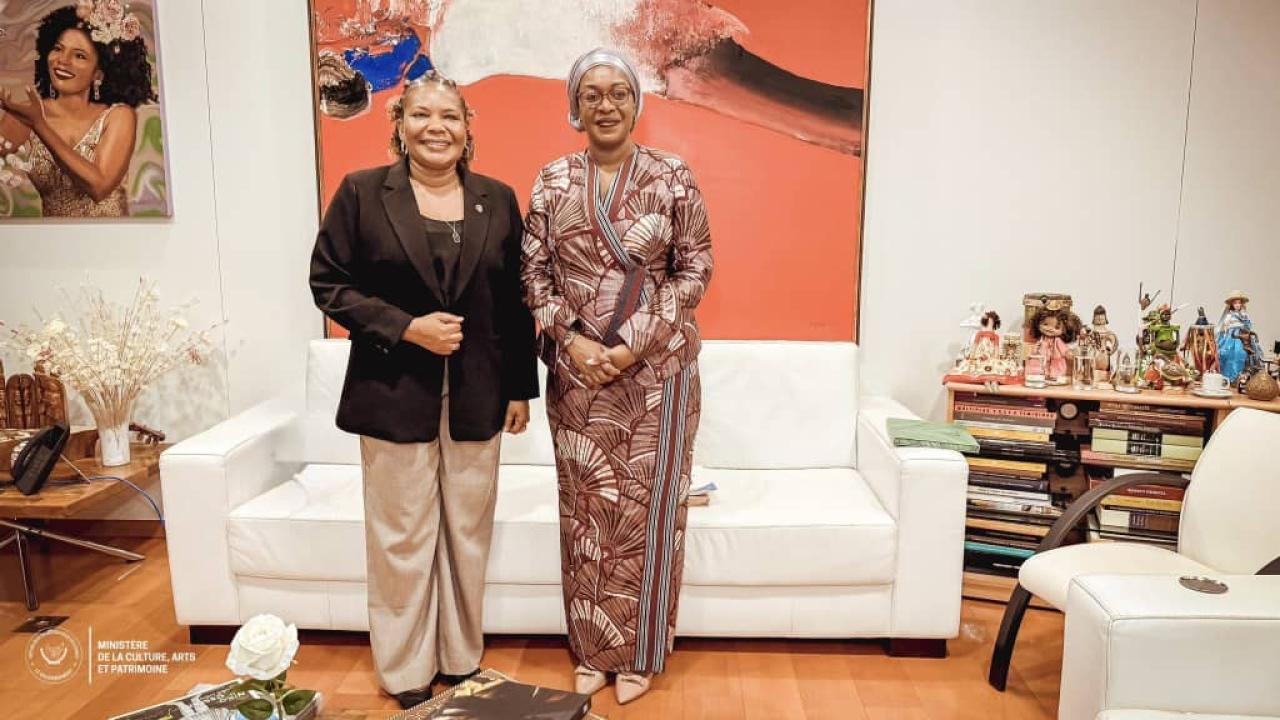La ministre de la Culture, Arts et Patrimoine de la RDC, Yolande Elebe, et son homologue du Brésil Margareth Menezes
