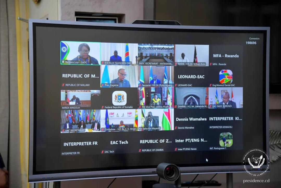 Le Président Félix Tshisekedi participe au sommet virtuel de l’EAC-SADC relatif à l’évaluation de la situation sécuritaire dans l’Est de la RDC