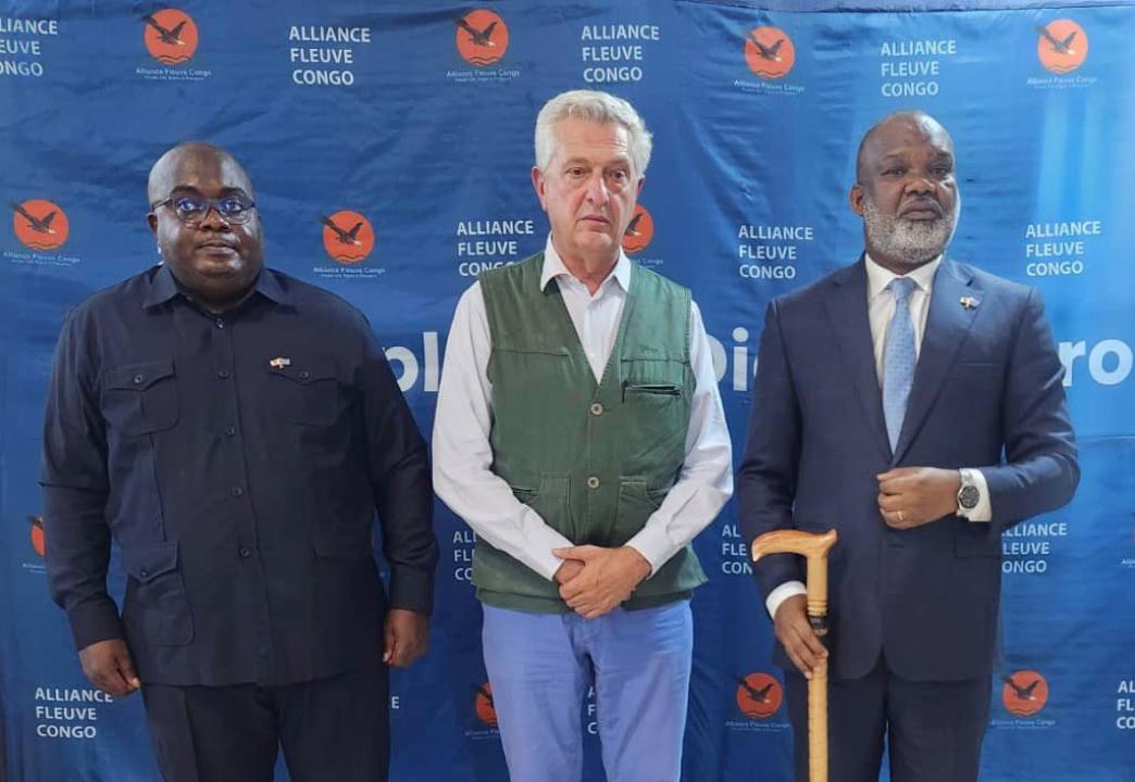 De gauche à droite : Bertrand Bisimwa, Filippo Grandi et Corneille Nangaa
