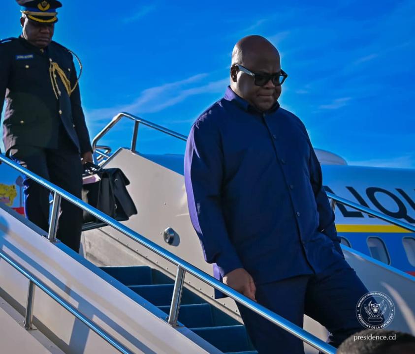 Le Président Félix Tshisekedi atterrit à l'aéroport d'Astana