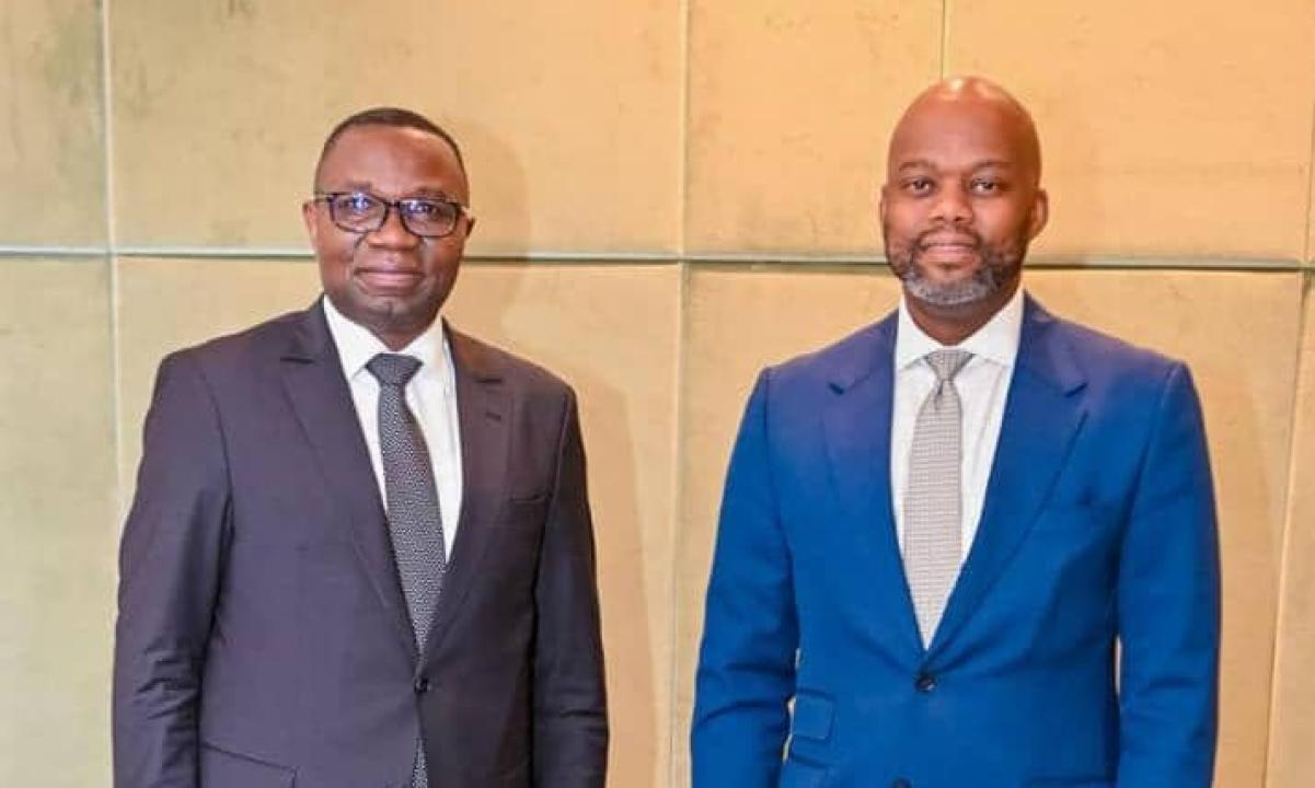 Le ministre congolais du Commerce extérieur,  Julien Paluku Kahongya, avec  le secrétaire général de la ZLECAF, Wamkene Mene [photo d’illustration]