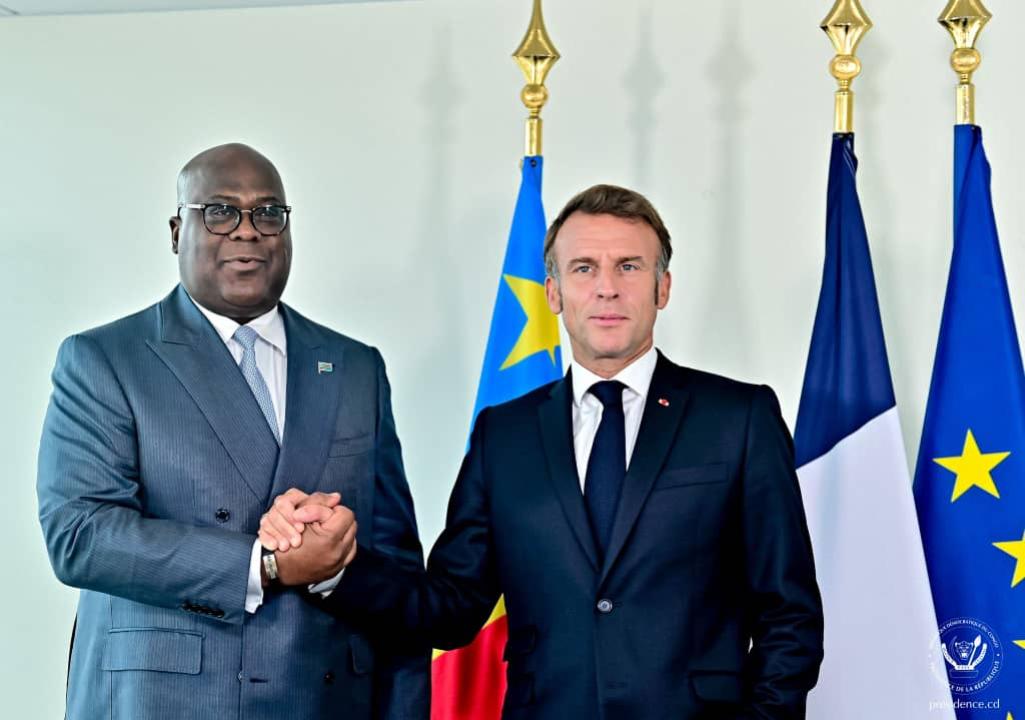 Le Président de la RDC Félix Tshisekedi et son homologue français Emmanuel Macron, à l'issue d'un entretien en tête-à-tête, mercredi 24 septembre 2025.
