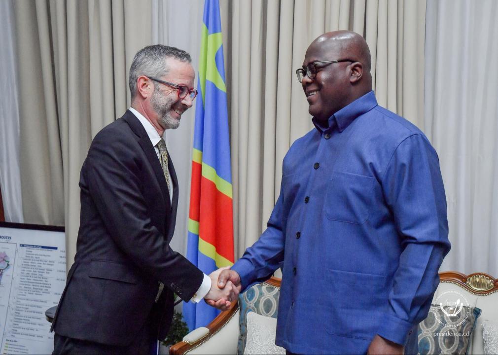 Le Président de la République Félix Tshisekedi et Rémi Maréchaux, ambassadeur extraordinaire et plénipotentiaire de la République française en RDC, jeudi 23 octobre 25