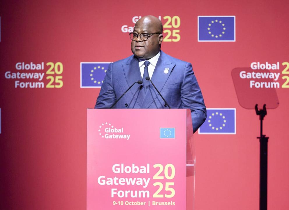 Le président Félix Tshisekedi à la tribune de Global Gateway Forum à Bruxelles [photo d'illustration]