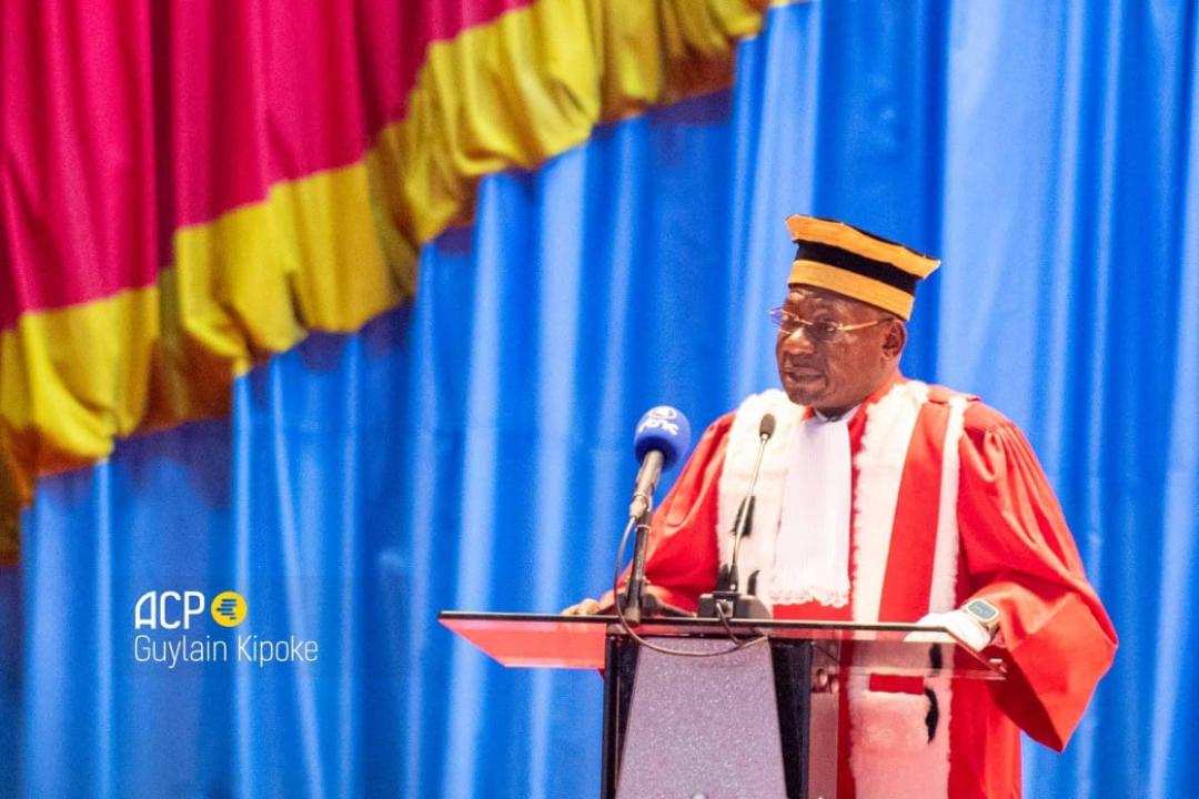 Le Procureur général près la cour de cassation Firmin Mvonde lors de son allocution à la rentrée judiciaire, ce mercredi 15 octobre 2025