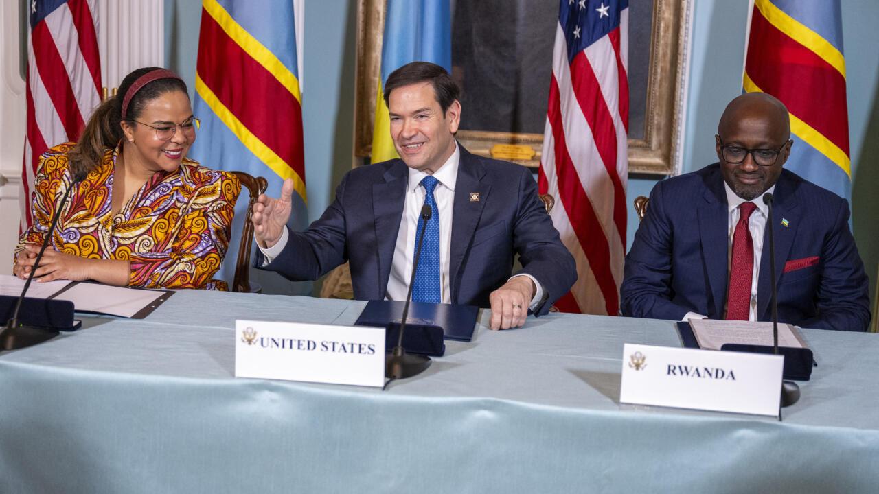Les ministres affaires étrangères de la RDC et du Rwanda autour du secrétaire d'état Américain Marco Rubio à Washington [photo d'illustration]