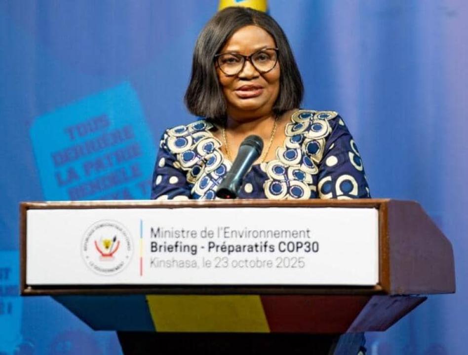 La ministre de l’Environnement, du Développement Durable et de la Nouvelle Économie du Climat, Marie Nyange Ndambo