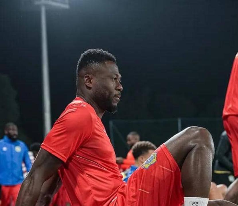 Le capitaine de la sélection congolaise, Chancel Mbemba Mangulu lors de la séance d'entraînement à Rabat.