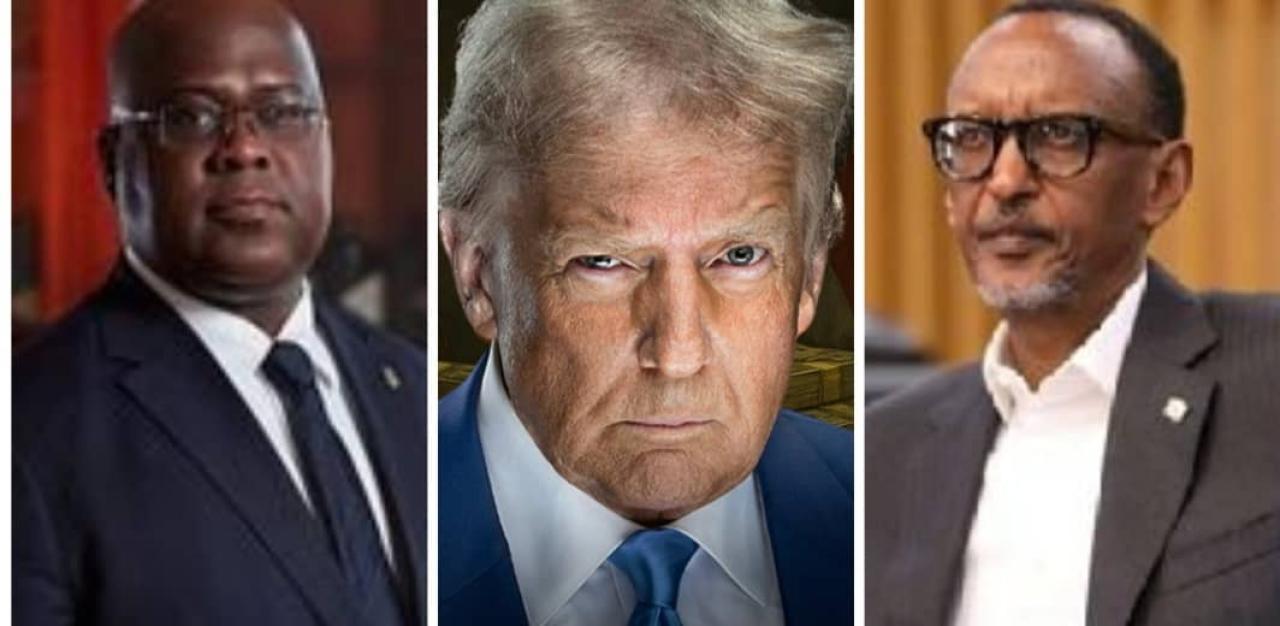 Les Présidents Félix Tshisekedi (RDC), Donald Trump (USA) et Paul Kagame (Rwanda) [photo d’illustration]