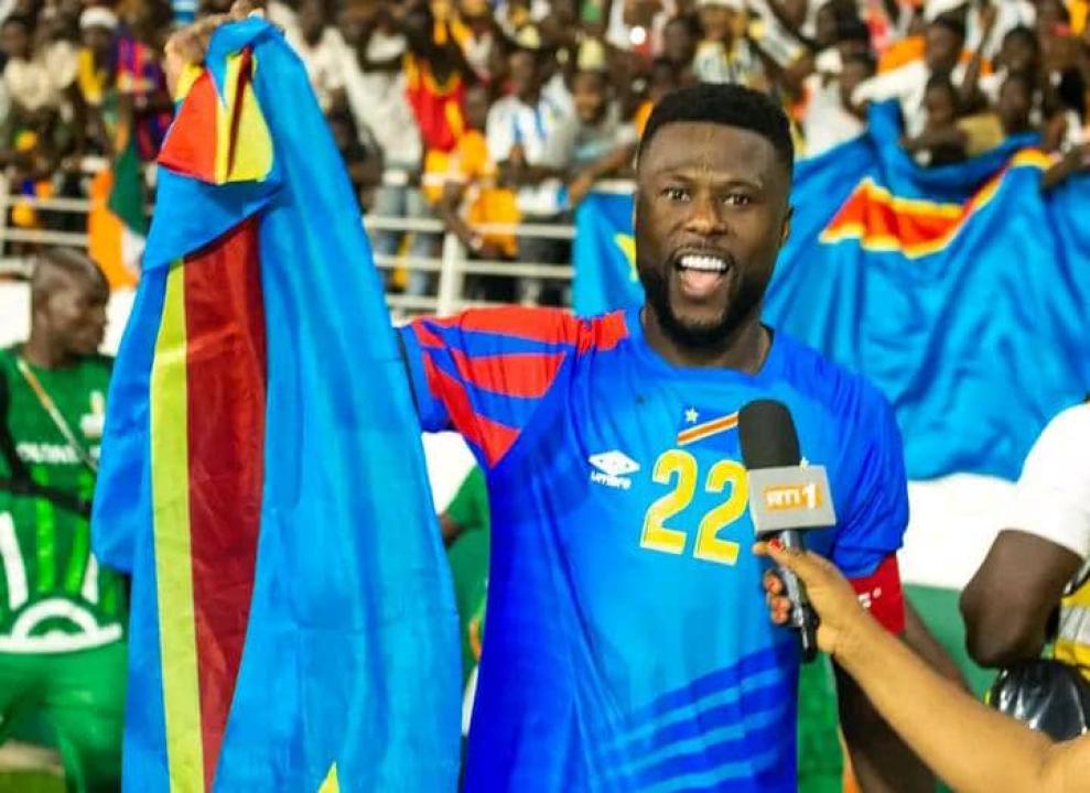 Le Capitaine des Léopards, Chancel Mbemba célébrant une victoire des Léopards lors de la CAN en Côte d'Ivoire [photo d'illustration]