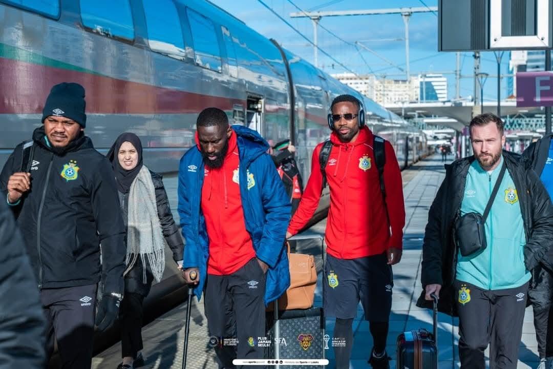 L'équipe nationale de Football de la République démocratique du Congo, les Léopards, lors de leur retour à Rabat, après l'étape de Tanger