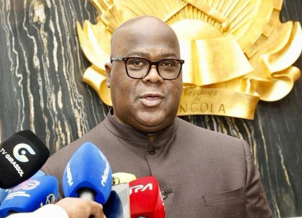 Le Président Félix Tshisekedi devant la presse après une rencontre avec son homologue angolais João Lourenço [Photo d'illustration]