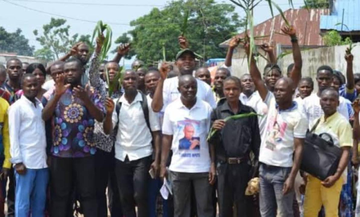 Les membres de l'intersyndicale des enseignants de la Province éducationnelle du Kasaï 1, lors d'une manifestation [photo d'illustration]