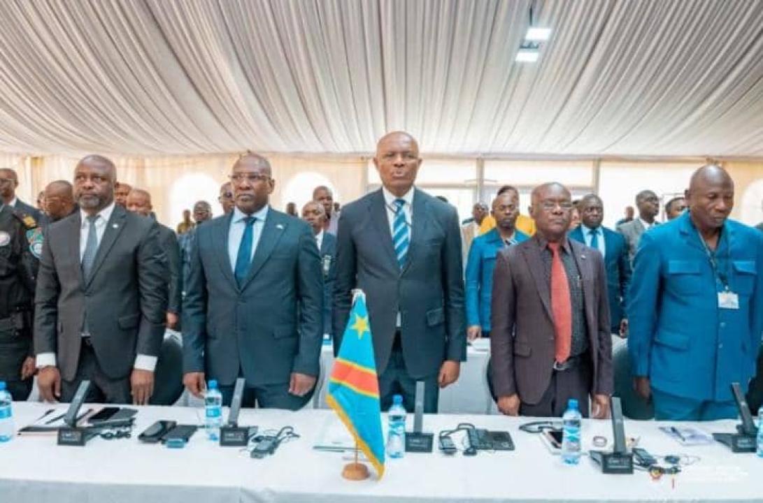 La délégation congolaise lors des travaux de la 14è session de la commission permanente mixte défense et sécurité, RDC-Zambie.