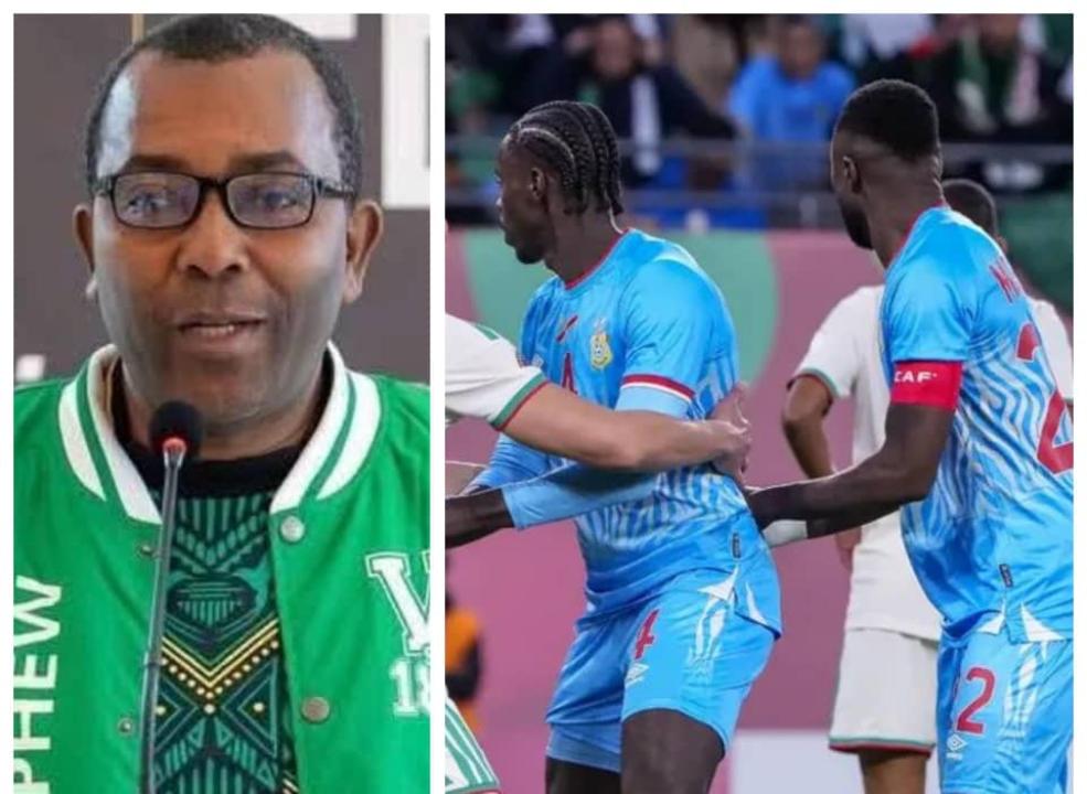 Le sélectionneur intérimaire de la Jamaïque, Rudolph Speid, et deux Léopards de la RDC ( Tuanzebe et Mbemba).