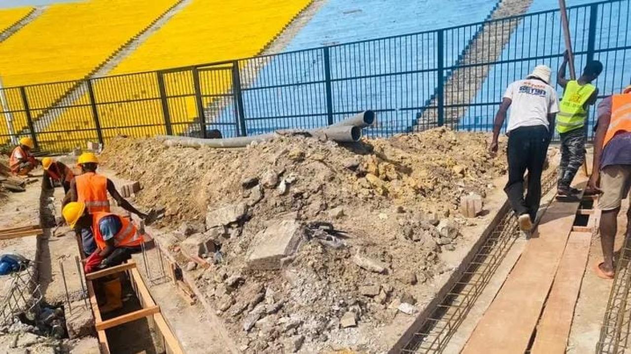 Les travaux de réhabilitation au Stade Tata Raphaël. [Photo d'illustration]