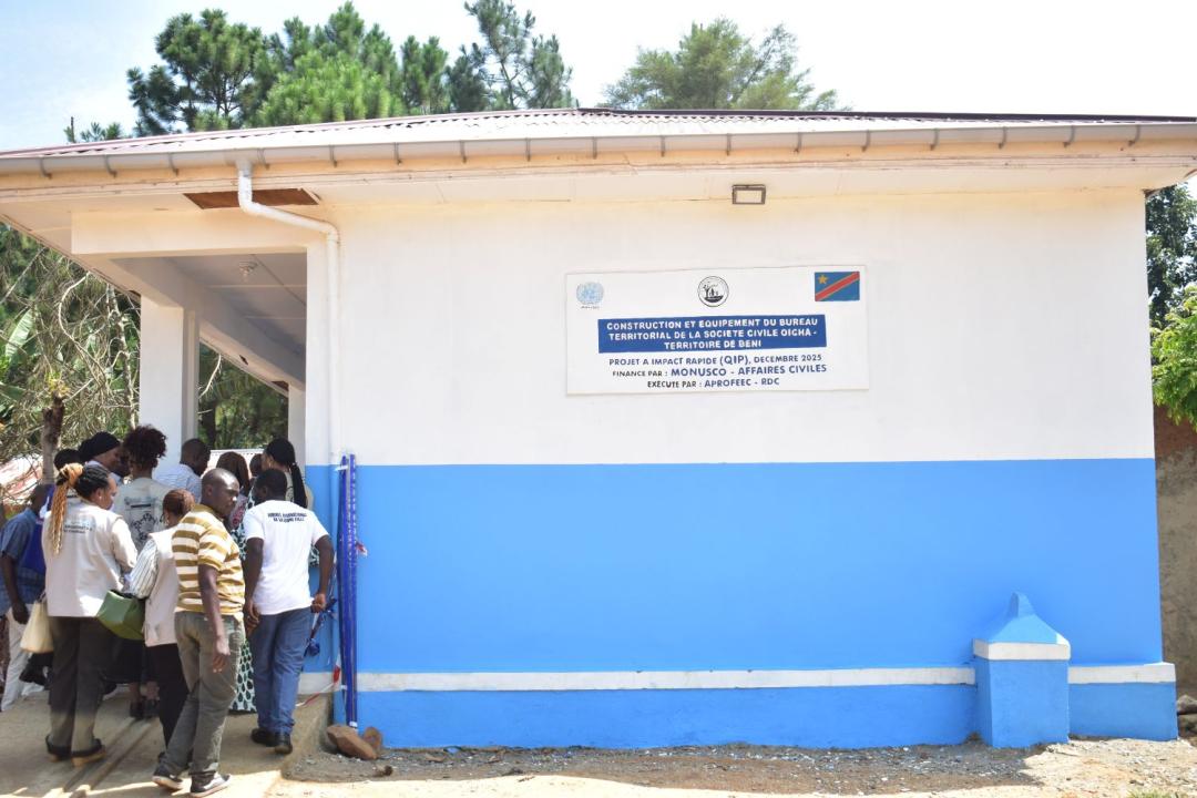 Un bâtiment doté à la Société civile d’Oicha (territoire de Beni) par la Monusco