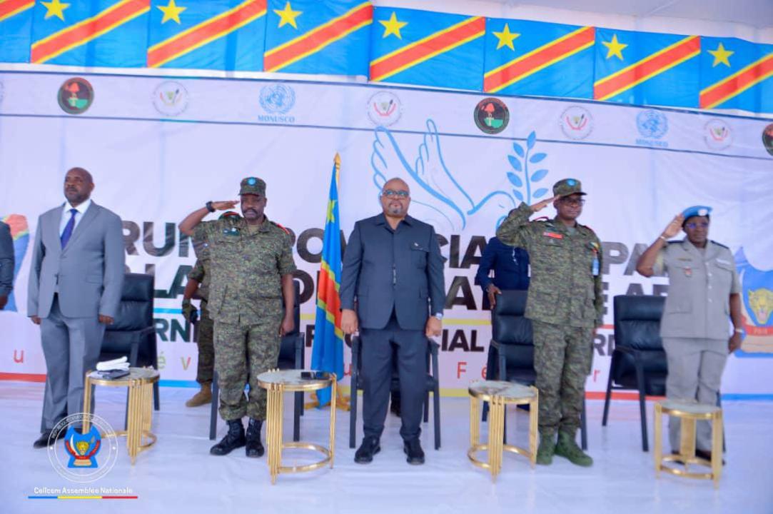 Le Gouverneur militaire du Nord-kivu le général Evariste somo, le président de l'Assemblée nationale Aimé Boji, le chef d'état major général adjoint des FARDC et le représentant de la MONUSCO [photo d'illustration]