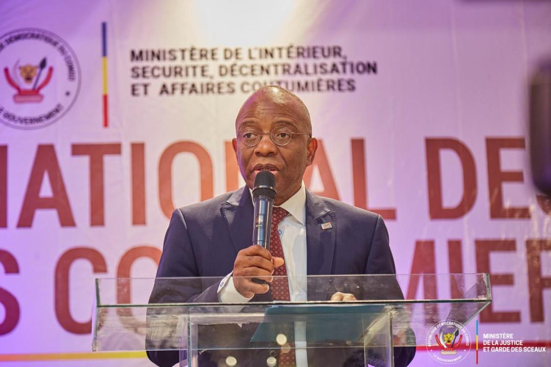 Le ministre de la Justice Guillaume Ngefa lors du lancement du FNAC