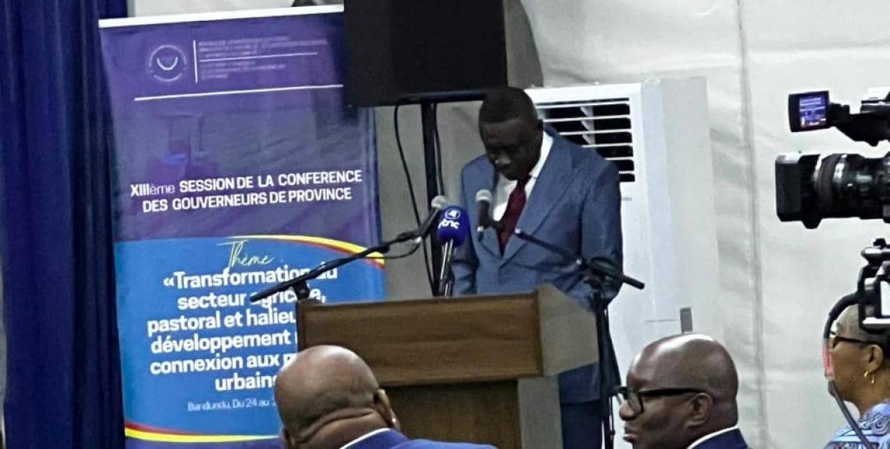 Philippe Akamituna Ndolo,  Gouverneur de la Province du Kwilu,  lors de l’ouverture de la 13ème Conférence des Gouverneurs, à Bandunduville