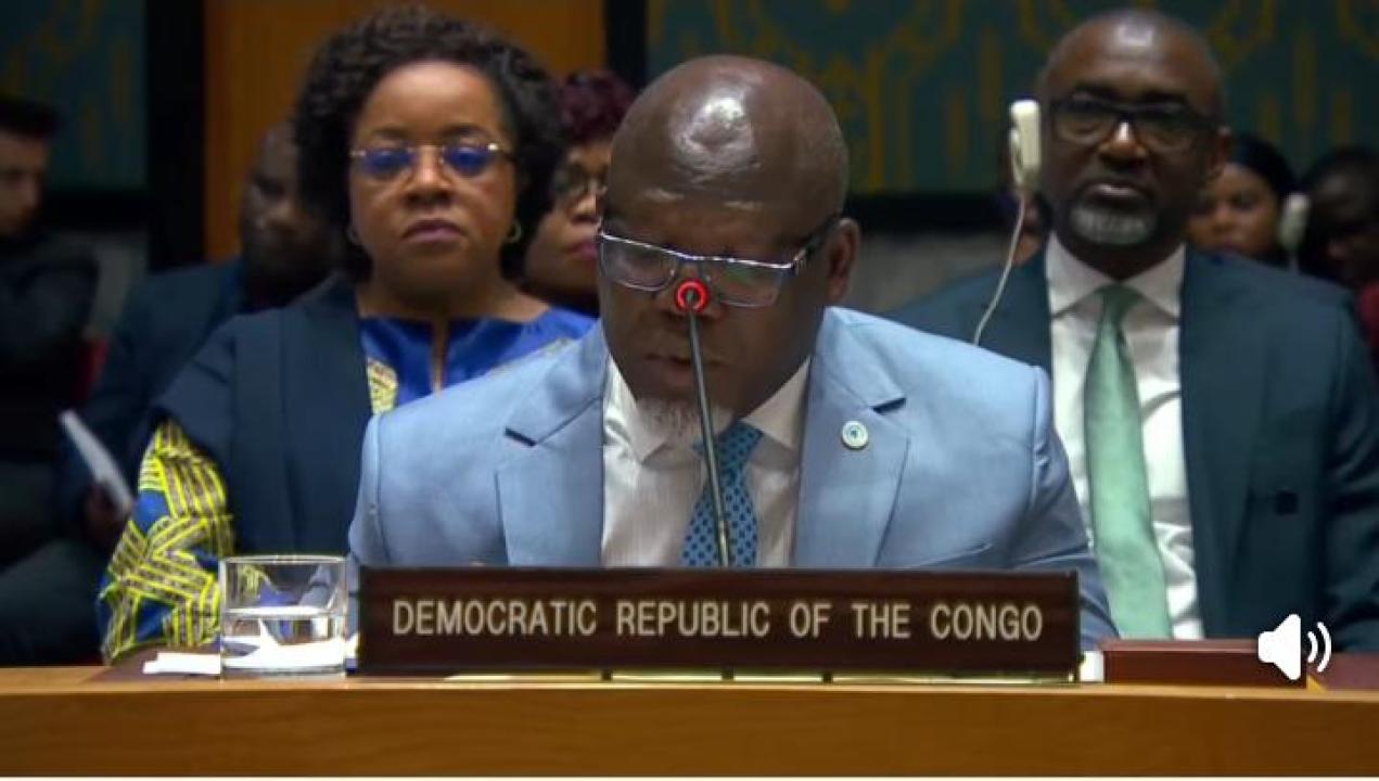 Ambassadeur Zénon MUKONGO NGAY, lors de son intervention ce jeudi 26 mars au Conseil de sécurité de l'ONU