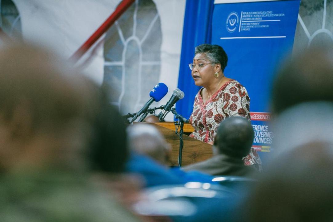 La Première Ministre, Judith Suminwa, lors de la clôture de la 13e conférence des Gouverneurs