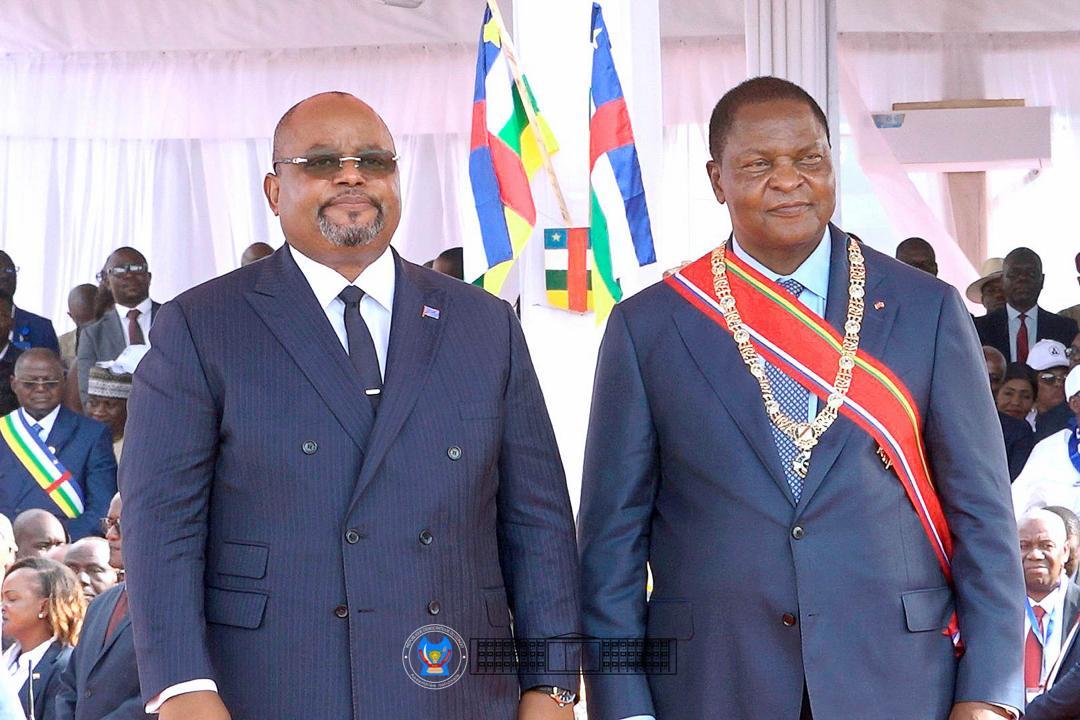 Le Président centrafricain, Faustin-Archange Touadéra (à droite), avec Aimé Boji, président de l'Assemblée nationale RDC [photo d'illustration]
