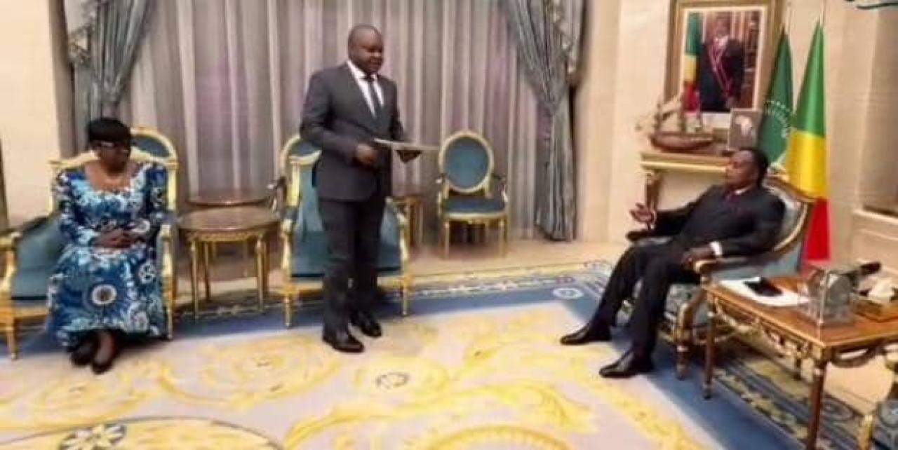 Le ministre délégué chargé de la Francophonie et la diaspora en RDC, Crispin Mbadu, accompagné de Madame Juliana Lumumba, candidate congolaise à la direction de l'OIF, reçus par le président du Congo Brazzaville, Denis Sassou Nguesso