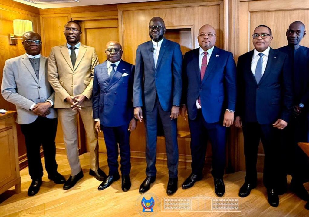 Le président de l'Assemblée nationale de la RDC Aimé Boji Sangara accompagné d'une délégation congolaise lors d'une rencontre avec son homologue du Sénégal, El Malick Ndiaye