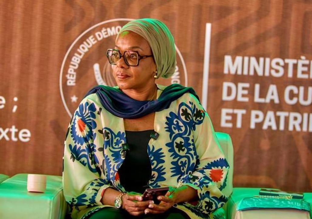 Yolande Elebe, ministre de la Culture, Arts et Patrimoine, lors de la cérémonie du lancement de la 11e édition du Festival Amani à Lubumbashi