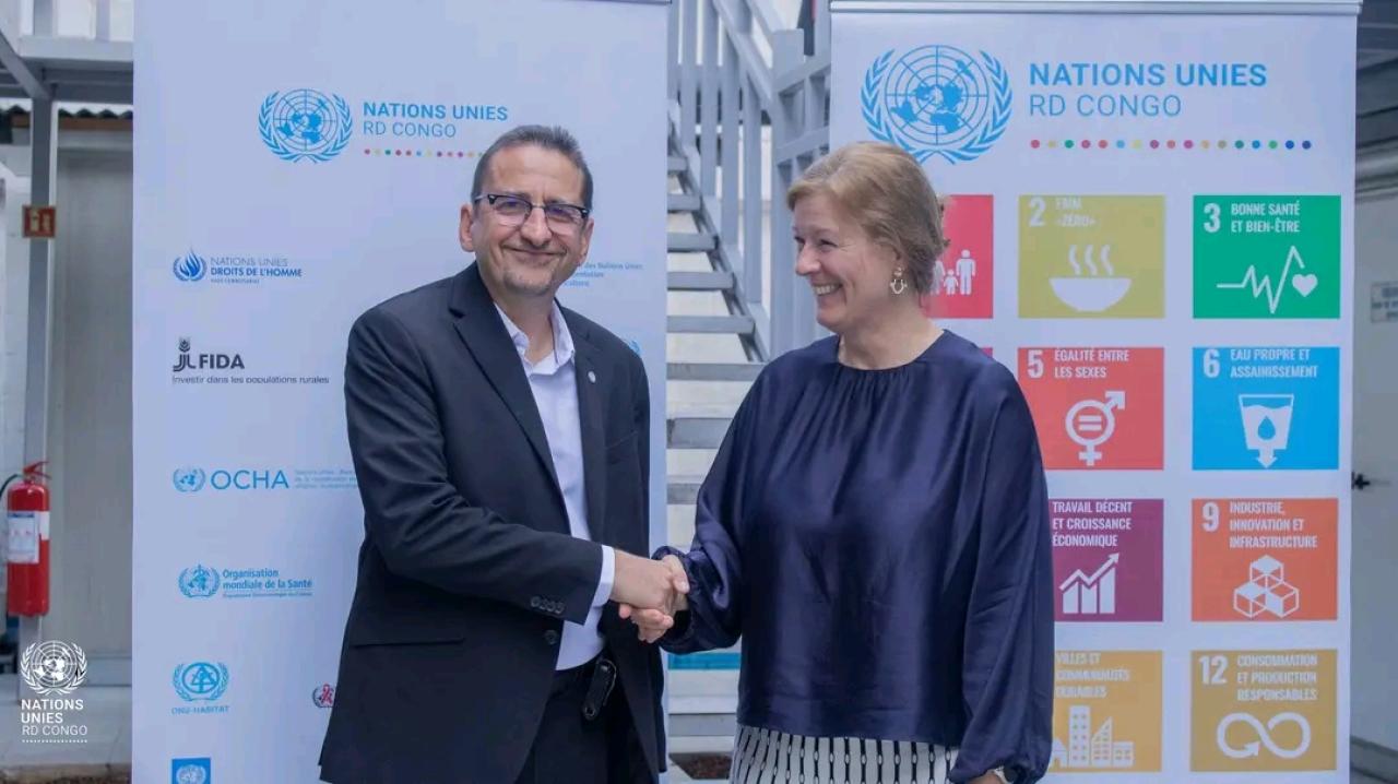 Bruno Lemarquis, Coordonnateur résident du Système des Nations Unies en RDC et Louise Chamberlain, Coordonnatrice exécutive de UN Volunteers