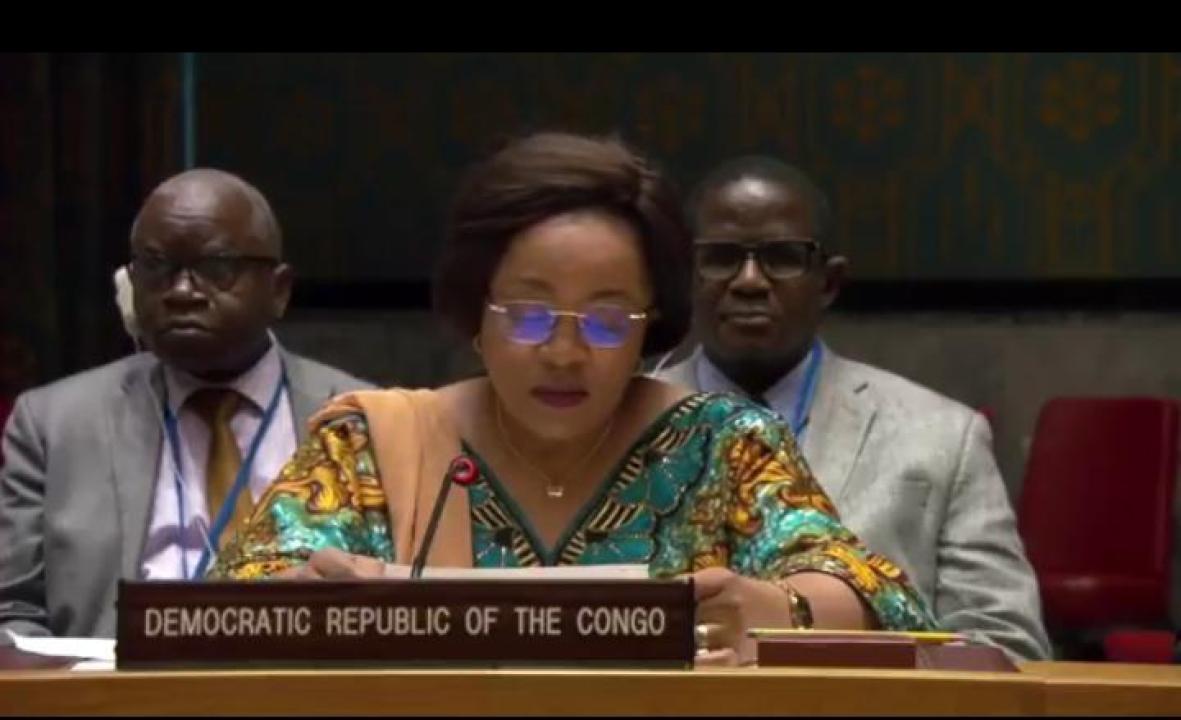 Jocelyne KABENGELE LUKU, ambassadrice de la République démocratique du Congo à l'ONU lors de son intervention de ce mercredi 15 avril 2026