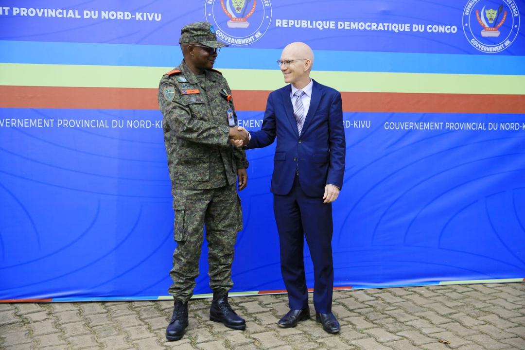 James Swan,  Représentant Spécial du Secrétaire Général des Nations Unies en RDC et chef de la MONUSCO,  reçu à Beni par le Gouverneur militaire Evariste Kakule Somo