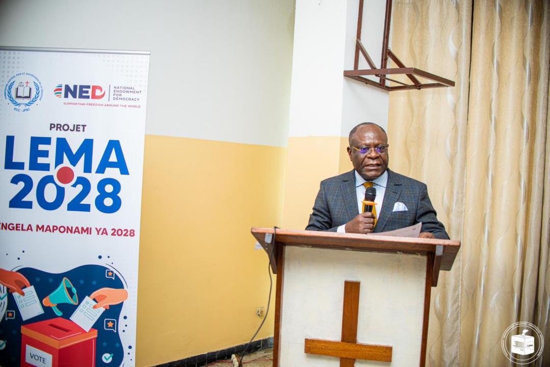 Le deuxième vice-président de la CENI, Didi Manara, lors de la journée de réflexion organisée par l'ECC, mercredi 29 avril à Kinshasa