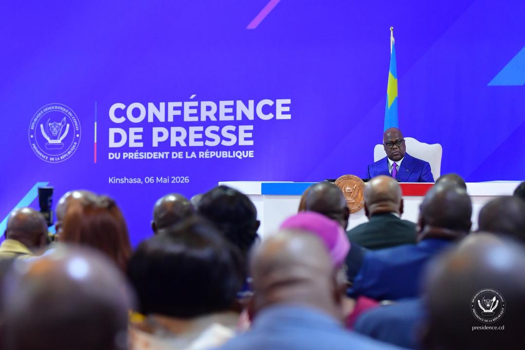 Le Président de la République Félix-Antoine Tshisekedi Tshilombo, lors d’une conférence de presse le 6 mai 2026 à la  Cité de l’Union africaine [photo d'illustration]