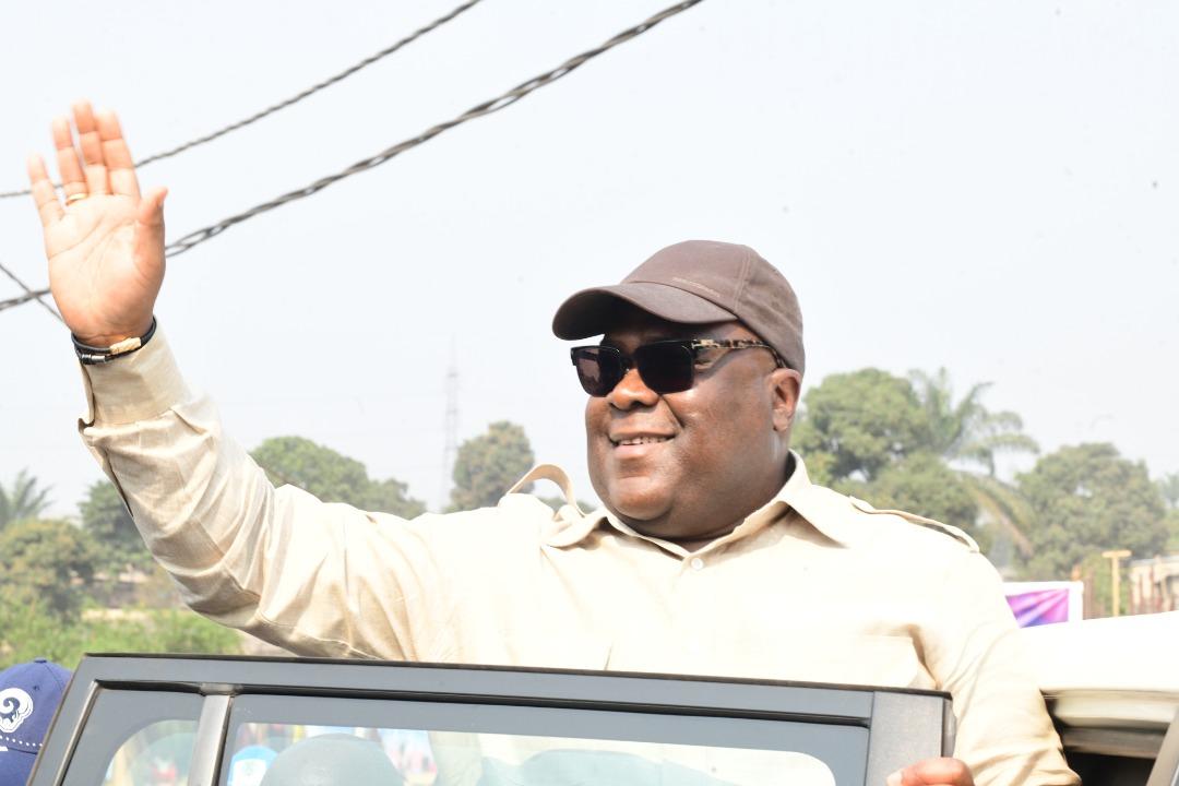 Le Président Félix Tshisekedi à bord d’un véhicule dans la capitale de la RDC