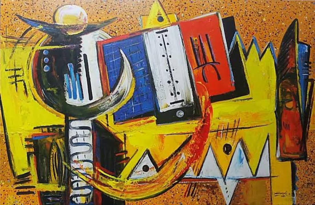 Un tableau peint par l'artiste plasticien Franck Dikisongele