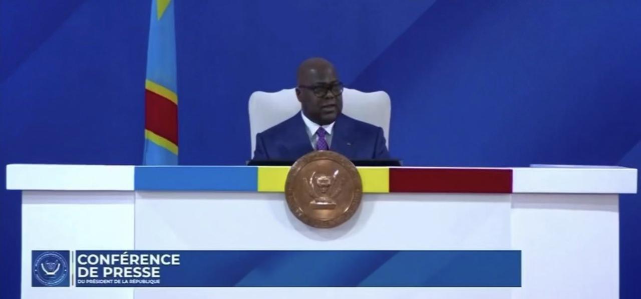 Le chef de l’État Tshisekedi devant la presse, le 06 mai 2026