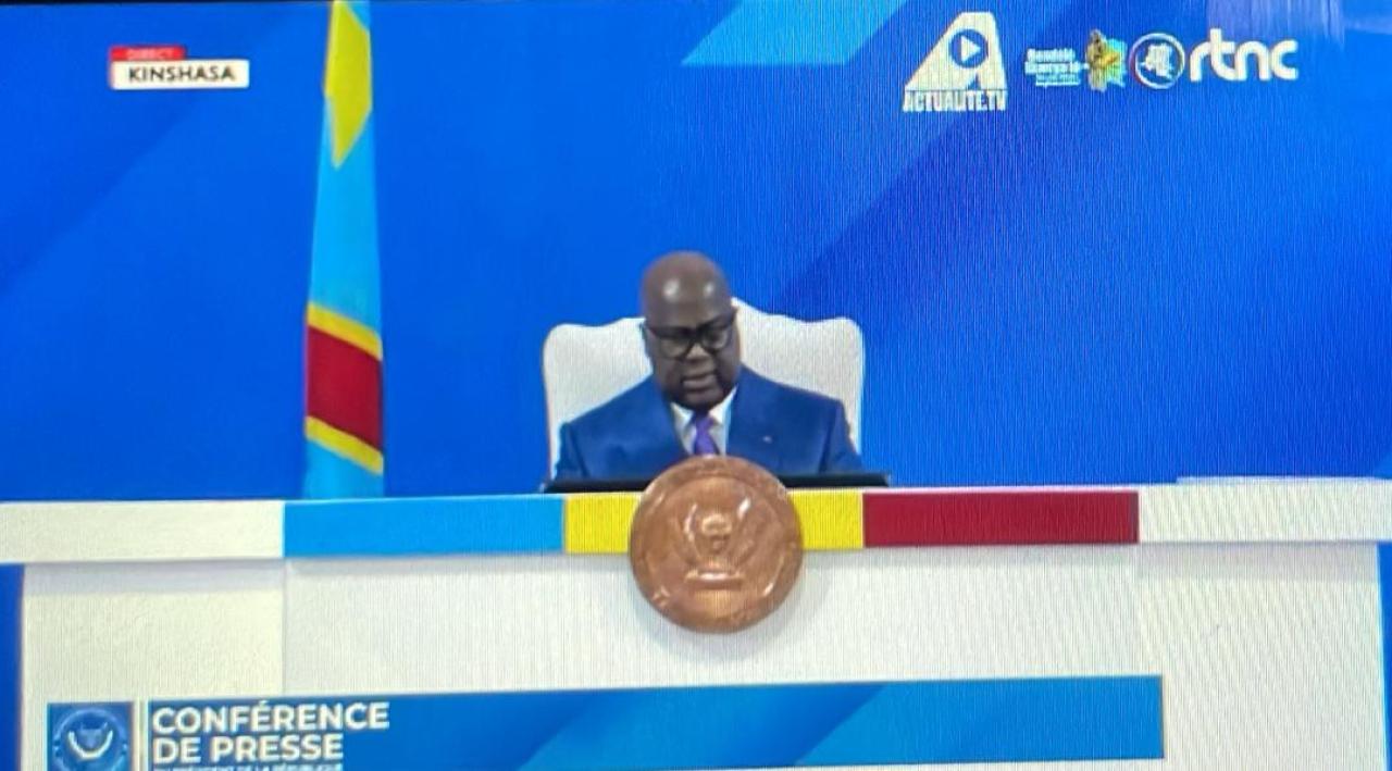 Le chef de l'État Félix Tshisekedi lors de la conférence de presse, ce mercredi 06 mai 2026