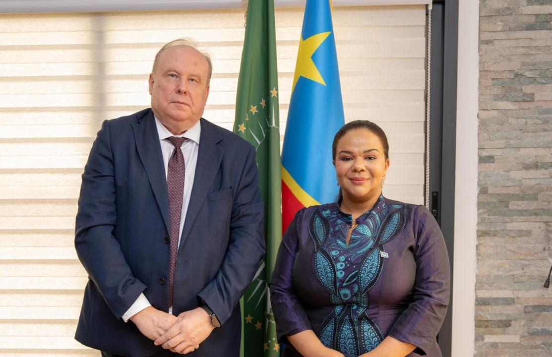La ministre des Affaires étrangères, Thérèse Kayikwamba Wagner, et l’ambassadeur de la Russie en RDC, Karl Tikhaze [photo d'illustration]
