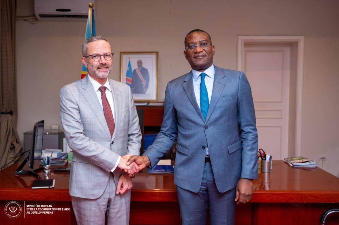 Le ministre du Plan Guylain Nyembo et l’ambassadeur de France en RDC Rémi Maréchaux [photo d'illustration]