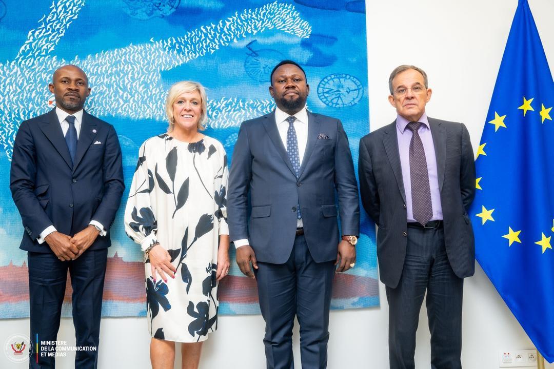 Les ministres Patrick Muyaya et Samuel Mbemba reçus à Bruxelles par des parlementaires européens dont Hilde Vautmans