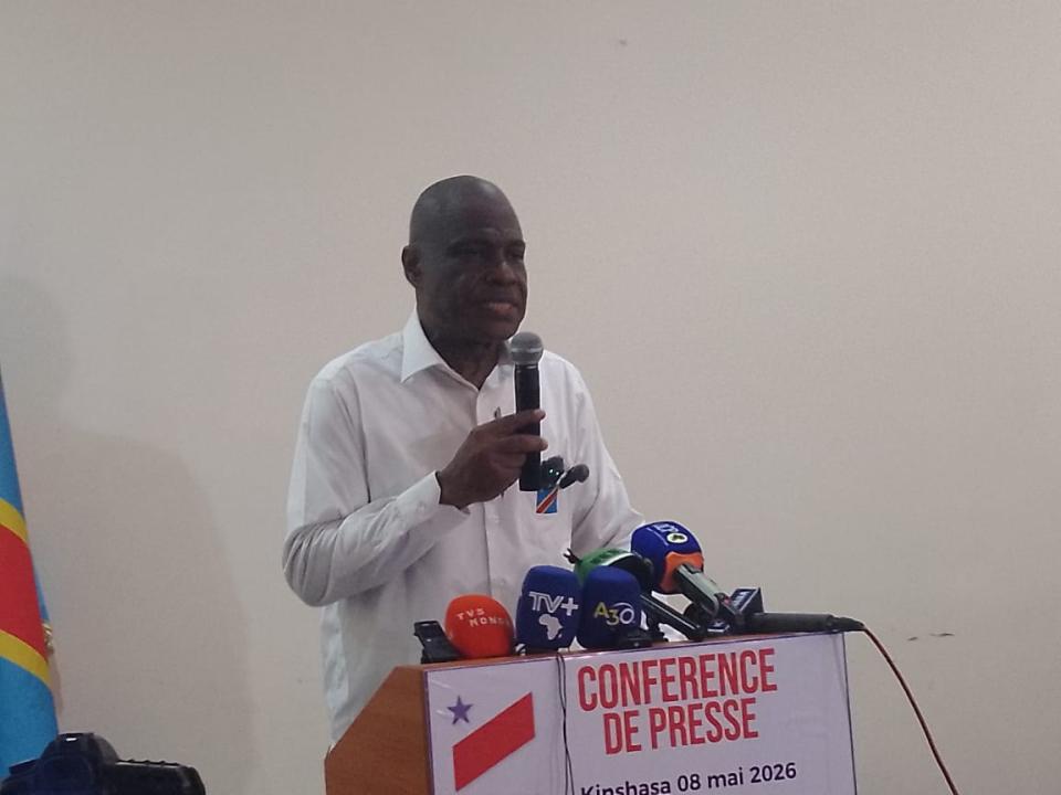 L'opposant congolais Martin Fayulu lors d'un point de presse ce vendredi 08 mai 2026